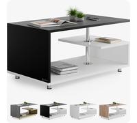 Casaria® Table Basse Design 95x55x50cm Blanc Noir Table de Salon rectangulaire Moderne 50kg avec Plusieurs Niveaux de Rangement