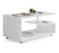 CASARIA® Table basse design 95x55x50cm blanc Table de salon rectangulaire moderne 50kg avec plusieurs niveaux de rangement