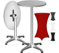 CASARIA® Table Basse Mange Debout Aluminium - Table à Manger et Meuble Cuisine - Hauteur Réglable 70-115 cm, Plateau Pliable 60 cm, 4 Pieds Stables, Résistante aux Intempéries, Housse Rouge Incluse