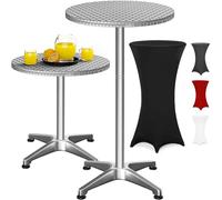 Casaria® Table Basse Mange Debout Aluminium - Table à Manger et Meuble Cuisine - Hauteur Réglable 70-115 cm, Grand Plateau 60 cm, 4 Pieds Stables, Résistante aux Intempéries, Housse Noire Incluse