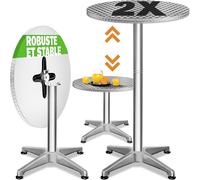 CASARIA Table Basse Pliante Intérieur Extérieur Lot de 2 | Ajustable, 115 cm, Pliable, Set de 2 Tables à Manger Rondes, Mange Debout, Ilot Cuisine, Meuble Bar, Plateau