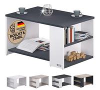 CASARIA® Table basse rectangulaire blanc noir 90x59x48 cm Table de salon 50kg Table basse moderne design avec rangement