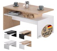 CASARIA® Table basse rectangulaire blanc chêne 92x51x48cm Table de salon 50kg Table basse moderne Rangement intérieur