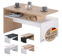 CASARIA® Table basse rectangulaire blanc chêne 92x51x48cm Table de salon 50kg Table basse moderne Rangement intérieur