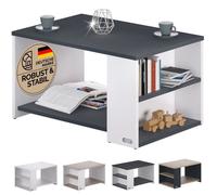 CASARIA® Table basse rectangulaire blanc noir 90x59x48 cm Table de salon 50kg Table basse moderne design avec rangement