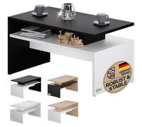 CASARIA® Table basse rectangulaire blanc noir 92x51x48cm Table de salon 50kg Table basse moderne Rangement intérieur