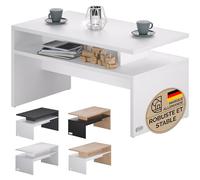 CASARIA® Table basse rectangulaire blanche 92x51x48cm Table de salon 50kg Table basse moderne design Rangement intérieur