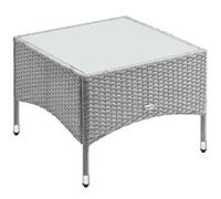 CASARIA® Table d’appoint en polyrotin gris 58x58x42cm Table basse de jardin carrée avec plaque en verre Petite table extérieur
