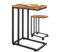 Casaria Table d'appoint Bout de canapé avec roulettes Cadre en métal Noir Desserte de lit Support Ordinateur Portable