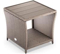 CASARIA Table d'appoint en polyrotin Beige Plateau de Table en WPC 45x45x40cm Table Jardin Balcon réglable en Hauteur