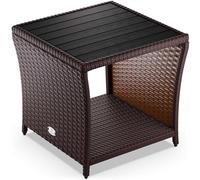 Casaria Table d'appoint en polyrotin Brun Plateau de Table en WPC 45x45x40cm Table Jardin Balcon réglable en Hauteur