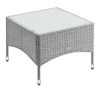 Casaria® Table d'appoint en polyrotin Gris 58x58x42cm Table Basse de Jardin carrée avec Plaque en Verre Petite Table extérieur