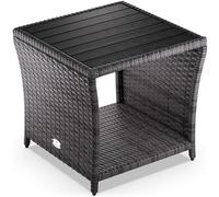 Casaria Table d'appoint en polyrotin Gris plateau de table en WPC 45x45x40cm table jardin balcon réglable en hauteur