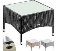 Casaria® Table d'appoint en polyrotin Noir 58x58x42cm Table Basse de Jardin carrée avec Plaque en Verre Petite Table extérieur