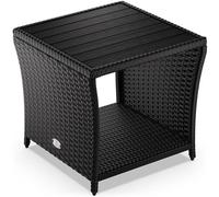 Casaria Table d'appoint en polyrotin Noir plateau de table en WPC 45x45x40cm table jardin balcon réglable en hauteur