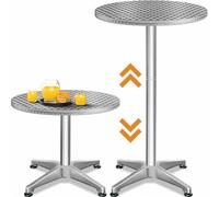 CASARIA® Table de bar bistrot ronde diamètre 60 cm hauteur réglable 70 cm / 115 cm 2 en 1 en aluminium mange debout