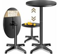 CASARIA® Table de bar bistrot pliable ronde 60 cm réglable en hauteur 70 cm / 115 cm 2 en 1 en acier mange debout