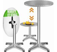 Casaria® Table de Bar bistrot Pliable Ronde ? 60 cm Hauteur réglable 70 cm / 115 cm 2 en 1 en Aluminium Mange Debout