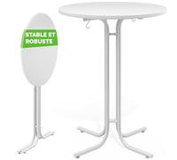 CASARIA Table de Bar Blanche 70 cm de diamètre | plateau de table pliable en MDF mange debout 110 cm de hauteur, jardin exterieur pliante mange, debout balcon à manger