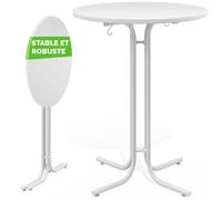CASARIA® Table de bar blanche ronde 70 cm de diamètre pliable haute de 110 cm plateau de table en MDF mange debout table d‘appoint