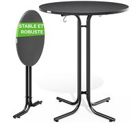 CASARIA® Table de bar grise ronde 80 cm de diamètre pliable haute de 110 cm plateau de table en MDF mange debout table d‘appoint