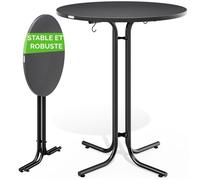 CASARIA® Table de bar grise ronde 80 cm de diamètre pliable haute de 110 cm plateau de table en MDF mange debout table d‘appoint