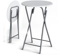 CASARIA Table de Cocktail Ronde Aspect Bois Lot de 2 | hauteur 110 cm, plateau table MDF 60 cm de diamètre mange debout aspect bois extérieur table d'appoint jardin