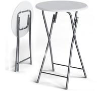 CASARIA Table de Cocktail Ronde Aspect Bois Lot de 2 | hauteur 110 cm, plateau table MDF 60 cm de diamètre mange debout aspect bois extérieur table d'appoint jardin