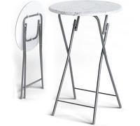 Casaria Table de Cocktail Ronde Aspect marbre 2X | robuste mange debout table bar mariage évènements, hauteur 110 cm, surface de la table Ø 78 cm, bois massif, Matériaux bois