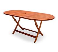 Casaria Table de Jardin Bois 6 Personnes Trou pour Parasol | Salon De Jardin Exterieur Ovale 6 Personnes Bois d'Eucalyptus Table Pliable Avec Trou Pour Parasol Terrasse Balcon