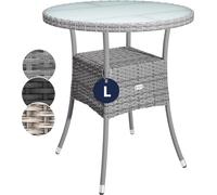 CASARIA® Table de jardin en polyrotin Gris 60 cm résistant aux intempéries Rond Extérieur Petit Terrasse Balcon Table d'appoint