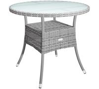 Casaria® Table de Jardin en polyrotin Gris 80 cm résistant aux intempéries Rond Extérieur Petit Terrasse Balcon Table d'appoint