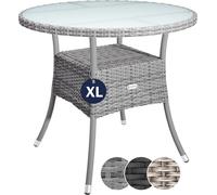 CASARIA® Table de jardin en polyrotin Gris 80 cm résistant aux intempéries Rond Extérieur Petit Terrasse Balcon Table d'appoint