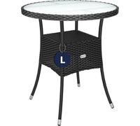 CASARIA® Table de jardin en polyrotin Noir 60 cm résistant aux intempéries Rond Extérieur Petit Terrasse Balcon Table d'appoint