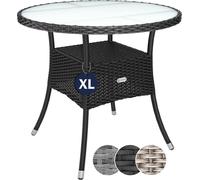 CASARIA® Table de jardin en polyrotin Noir 80 cm résistant aux intempéries Rond Extérieur Petit Terrasse Balcon Table d'appoint