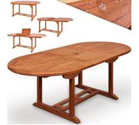 CASARIA® Table De Jardin Extensible Type Papillon 150-200 cm - Table De Jardin Exterieur - Salon de jardin bois - Eucalyptus FSC® - 200 x 100 x 74 cm - Pour 6 à 8 Personnes - Salon de balcon