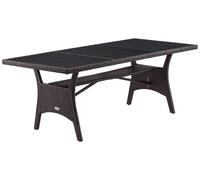 CASARIA Table de jardin polyrotin Brun 190x90x74 cm plateau en bois WPC hauteur réglable résistant aux intempéries