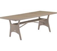 CASARIA Table de jardin polyrotin Créme 190x90x74 cm plateau en bois WPC hauteur réglable résistant aux intempéries
