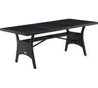 CASARIA Table de jardin polyrotin Noir 190x90x74 cm plateau en bois WPC hauteur réglable résistant aux intempéries