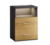 Casaria® Table de Nuit avec éclairage LED Touch Gris Bois 40x28x55cm en Bois 2 tiroirs Table de Chevet Chambre à Coucher