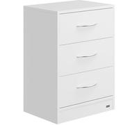Casaria Table de Nuit Blanc 3 tiroirs 54x39x28cm Table de Chevet pour Chambre à Coucher Petit Meuble intérieur Rangement