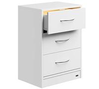 Casaria Table de nuit Blanc 3 tiroirs LED 54x39x28cm table de chevet pour chambre petit meuble intérieur rangement