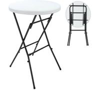 Casaria® Table Haute de Bar Pliante Mange-Debout Ø 72 cm Blanc Hauteur 110 cm Table de bistrot Jardin extérieur
