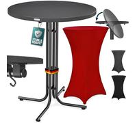 Casaria® Table Haute Pliable Grise avec Housse Bordeaux-Rouge Mange Debout 110 cm Bar bistrot Jardin 2 Crochets Inclus