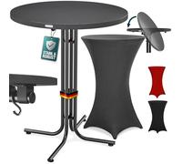 Casaria® Table Haute Pliable Grise avec Housse Grise Mange Debout 110 cm Bar bistrot Jardin 2 Crochets Inclus