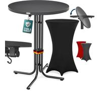 CASARIA® Table haute pliable grise avec housse noire mange debout 110 cm bar bistrot jardin 2 crochets inclus