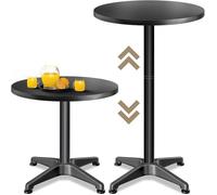 CASARIA® Table haute ronde noire de bar bistrot mange debout réglable en hauteur 70/115 cm jardin terrasse réception