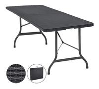 CASARIA® Table pliante effet polyrotin 180 cm 8 personnes d’appoint rectangulaire table plastique camping jardin fête