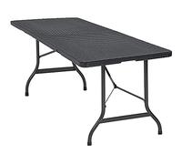 CASARIA® Table pliante effet polyrotin 180 cm 8 personnes d’appoint rectangulaire table plastique camping jardin fête