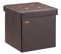 Tabouret cube avec espace de rangement Pouf 38x38x38cm Coffre de rangement en similicuir 40L Repose-pied siège brun